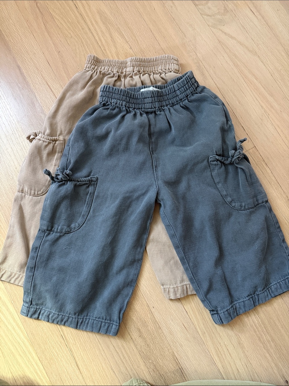 Zara Kids Elastic Waist Cargo Pants - bluish/Gray and Tan